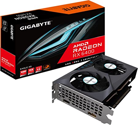 GIGABYTE Radeon RX 6400 Eagle 4G Graphics Card, WINDFORCE 2X Cooling System, 4GB 64-bit GDDR6, GV-R64EAGLE-4GD Video Card