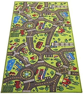 Kids Rug Playmat City Life Great for Playing with Cars and Toys - Play Learn and Have Fun Safely - Kids Baby Children Educational Road Traffic Play Mat for Bedroom Play Room Game Safe Area 43" x 26"
