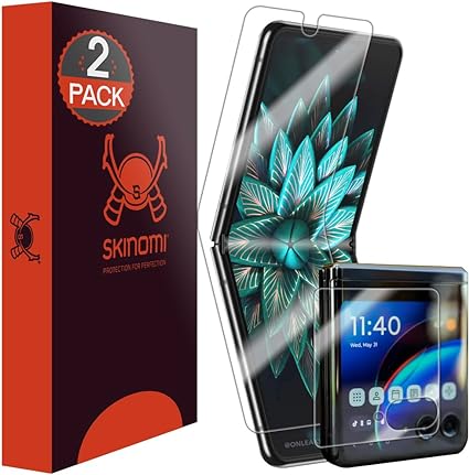 Skinomi Screen Protector Compatible with Motorola Razr , Plus (2023) (2-Pack) Clear TechSkin TPU Anti-Bubble HD Film