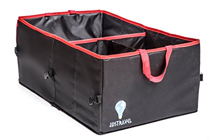 Multipurpose Auto Trunk/Backseat Organizer For Car, SUV, Minivan, Truck with Removable Divider, Extra side Pockets, Collapsible and reinforced Bottom Base. Durable Collapsible Cargo Storage