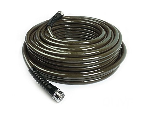 Water Right 400 Series Polyurethane Slim & Light Drinking Water Safe Garden Hose, 75-Foot x 7/16-Inch, Brass Fittings, Olive Green, USA Made