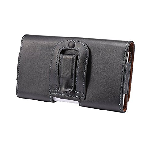 iPhone 7 Plus/6S Plus/6 Plus Holster, Tading Premium Genuine Leather Pouch Sleeve Holder Carrying Case with Belt Clip and Loops for Apple iPhone 7 6S 6 Plus 5.5 Inch - Black