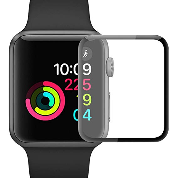 YJan iWatch Screen Protector 42mm [2-Pack] Anti-Smudge Anti-Scratch Bubble-Free 9H Hardness Tempered Glass Film Easy-Installation Protector for Apple iWatch 42mm Series 3/2/1