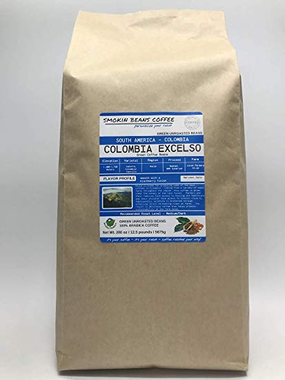 12.5 Pounds – South American - Colombia Excelso – Unroasted Arabica Green Coffee Beans – Grown in Huila Region – Altitude 1400-1750M - Drying/Milling Process Is Washed, 80% Sun Dried