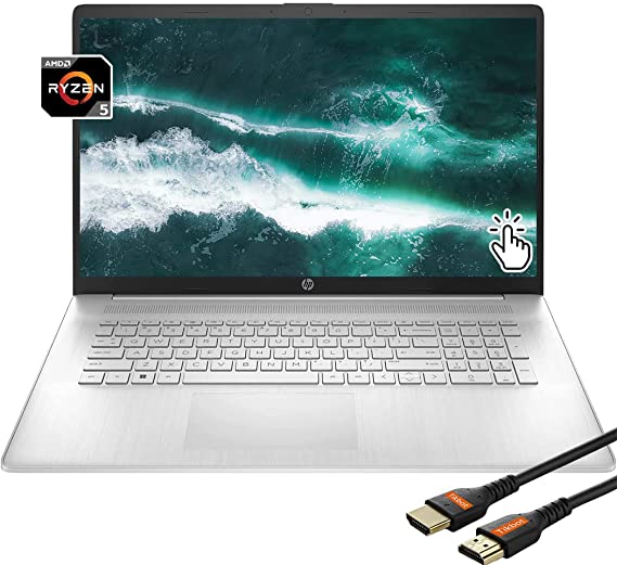 HP Laptops Touchscreen 2022 17inch Screen IPS Display, AMD Ryzen5 5625U Processor 6Core, USB Type-C, Wi-Fi, Windows 11 Home, Webcam, Long Battery Life, HDMI Cable (16GB RAM | 512GB PCIe SSD)