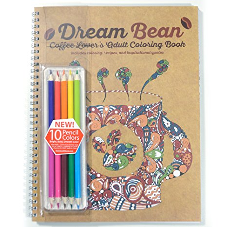 Coffee Lover's Adult Coloring Book- Includes Colored Pencils - Dream Bean