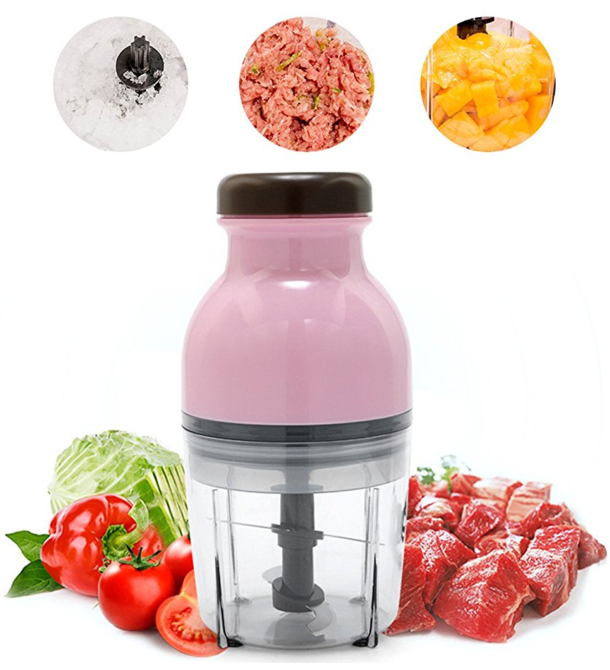 CulturesIn Mini 2.5 Cup Multipurpose Electric Food Processor , Meat Grinder ,Vegetable Chopper , Fruit Blender and Mincer -- Pink