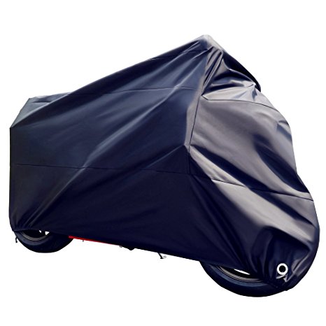 Tokept All-Weather Motorcycle Cover Top Quality Heavy Duty Extra Large 210D Fabric in Black for 104 Inch Motorcycles Like Honda, Yamaha, Suzuki, Harley. Keeps Your Bike Dry and Protected Year Round
