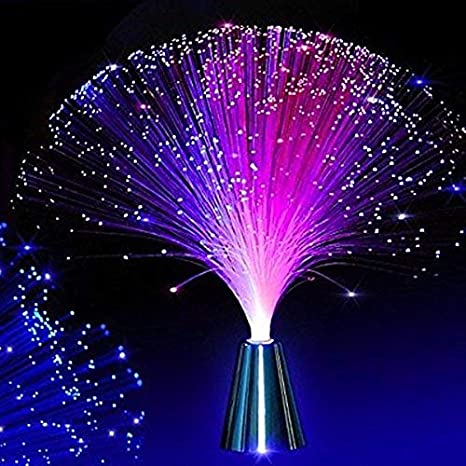 LEDMOMO Fiber Optic Lamp Color Changing Fiber Optic Light Battery-Operated Fiber Optic Fountain Night Light(Without Battery)