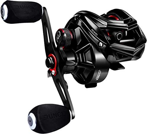 RUNCL Baitcasting Fishing Reel REMIEL, Baitcaster - Seamless Magnetic Brake System, 7.5:1 Gear Ratio, 10 1 Stainless Steel Ball Bearings, Sealed Drag, Lengthen Ergonomic Handle - Bass Fishing Reel