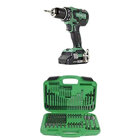 Hitachi DS18DBFL2S 18V Cordless Lithium Ion Brushless High Torque Driver Drill with 120 Piece Drill and Drive Set