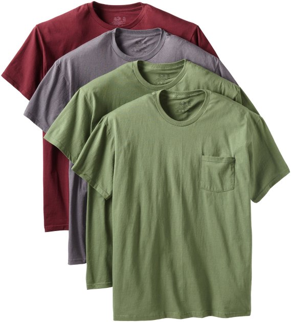 Fruit of the Loom Men's Big  Pocket T-Shirt - Colors May Vary(Pack of 4)