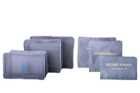 6 Sets Travel Organizers Packing Cubes Luggage Organizers Compression Pouches (Gray)