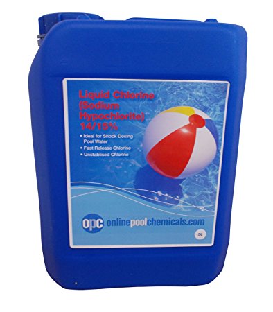 OPC 5 Litres Sodium Hypochlorite 14/15% (Liquid Chlorine) - Industrial Cleaning Strong Bleach - Swimming pool Chemicals