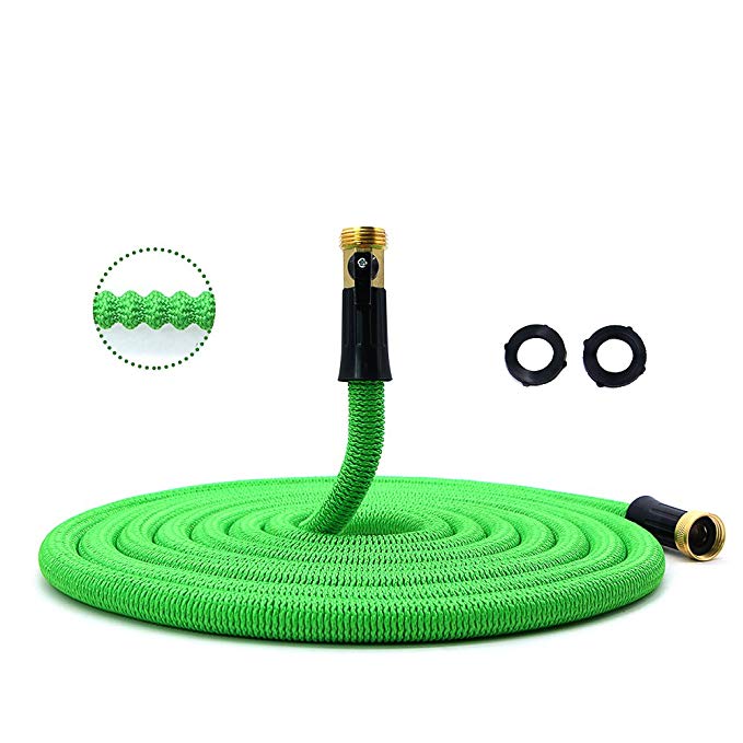 Garden Hose, Lightweight Expandable Water Hose, Expanding Hose with Solid Brass Connector, Double Latex Inner Tube, for Car Washing, Garden Watering (50ft, Green)
