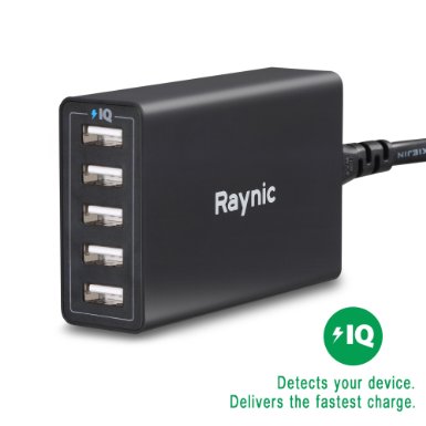 Raynic 5 Ports Desktop USB Charger Power Adapter iPhone 6S6S Plus iPad Air 2  mini 3 Galaxy S6  S6 Edge and Other USB Powered Mobile Devices Charging Station