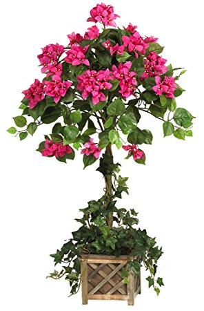 Nearly Natural 5227 Bougainvillea Topiary with Wood Box Beauty