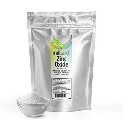 Milliard Zinc Oxide Powder Non-nano, Uncoated Great For DIY Sunscreen and suntan Lotion USP Grade - 1 Pound Bulk