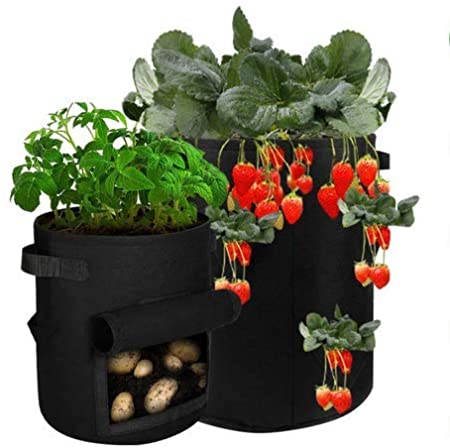 Fxexblin Grow Bags 2 Packs Plant Bag Large Size 10 Gallon (45 * 35cm)   Small Size openable Type 7 Gallon (35 * 30cm)