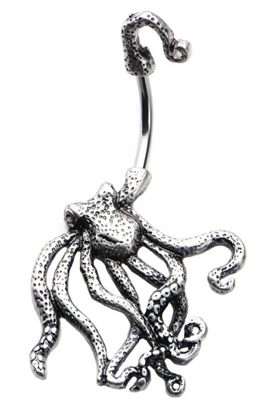 Octopus Belly Button Ring Navel In and Out Split 316L 14G 7/16's