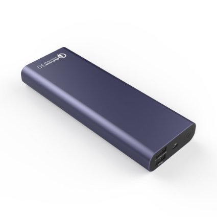 Qualcomm Certified Quick Charge 30 Most Compact and Fast EasyAcc 20000mAh Dual Port Power Bank Portable Charger with QC 30 and Smart Tech for Phones Tablets - Dark Blue