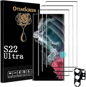 Galaxy S22 Ultra Screen Protector, 3 Pack Tempered Glass Screen Protector【3 1 Pack 】1 Pack Camera Lens Protector, 9H Hardness Tempered Glass Screen Protector for Samsung Galaxy S22 Ultra