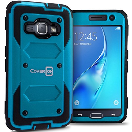 Galaxy Express 3 Case, Samsung Luna case (2016), CoverON [Tank Series] Tough Hybrid Hard Armor Phone Cover Case For Samsung Galaxy Express 3- Blue