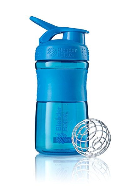 BlenderBottle SportMixer Tritan Grip Shaker Bottle, Cyan/Cyan, 28-Ounce