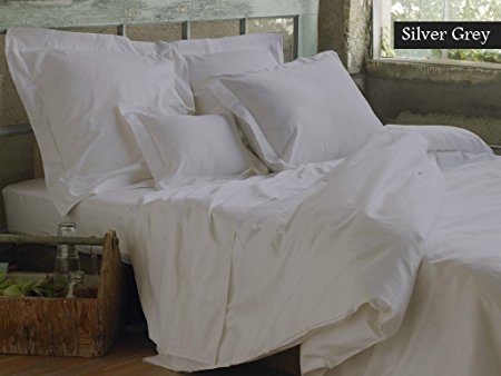 400 Thread Count Egyptian Cotton, Italian Finish Duvet Set from New York Rainbow, Made in USA Sheets. Enhance your sleeping experience now (Queen,Silver Grey)