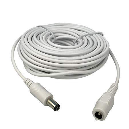 Vanxse CCTV Dc 12v Power Extension Cable 10m(30ft) 2.1x5.5mm for CCTV Security Cameras IP Camera Dvr Standalone in White Color-WPC10M