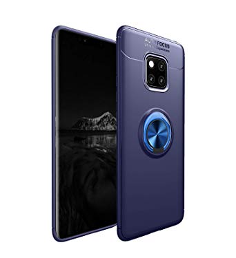 Case for Huawei Mate 20 Pro Taiaiping Soft TPU Material Suitable for Automotive Magnet Brackets Invisible Ring Bracket Multi-Function Protective Shell (Blue)