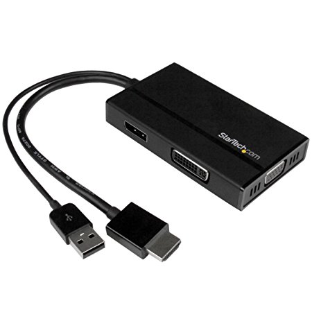 StarTech.com HD2DPVGADVI Travel A/V Adapter 3-in-1 HDMI to DisplayPort VGA or DVI Video Converter