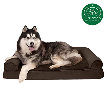 Furhaven Pet Dog Bed | Orthopedic Plush & Suede Sofa-Style Living Room Couch Pet Bed w/ Removable Cover & Mid-Century Modern Bed Frame for Dogs & Cats - Available in Multiple Colors & Styles