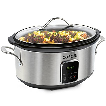 COSORI Slow Cooker 6.5 Quart Programmable with Digital Timer, Stainless Steel, Oval Shaped Ceramic Pot