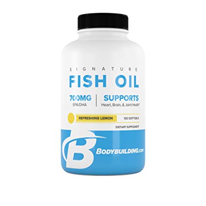 BodyBuilding.Com Signature Fish Oil Lemon Softgels | 400 MG EPA 300 MG DHA | Omega-3 Supplement | Brain Heart Joint Health | 100 Count