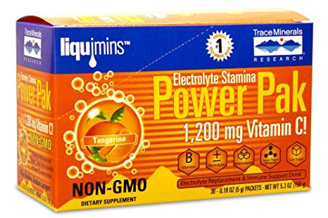 Trace Minerals Electrolyte Stamina Power Pak Non-GMO, Tangerine, 30 Count