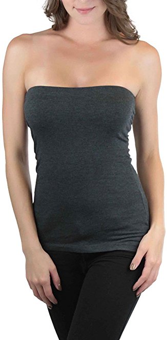 ToBeInStyle Women's Strapless Tube Tops with Built-in Shelf Bra