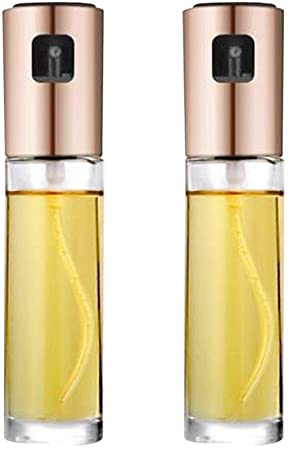 DOITOOL 2 Pcs Olive Oil Sprayer Dispenser Mister Bottle Portable Glass Vinegar BBQ/Cooking/BBQ/Salad/Baking/Roasting (Rose Gold)