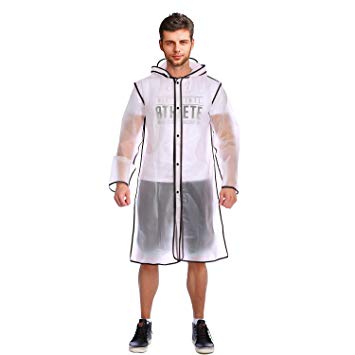 ACVCY Rain Poncho for Men,Disposable Lightweight Rain Jacket with Drawstring Hood, Women Clear Transparent Rain Coat with Hood Rain Jacket