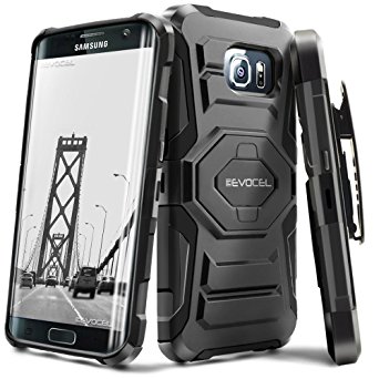 Evocel® Galaxy S7 Edge [New Generation] Rugged Holster Dual Layer Case [Kickstand][Belt Swivel Clip] For Samsung Galaxy S7 Edge (SM-G935 / 2016 Release) - Retail Packaging, Black (EVO-SAMG935-XX01)