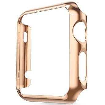 Apple Watch Case ZOEKO 38mm/42mm Super Thin PC Plated Cover Case Slim Premium Super/Exact Fit/Plastic Cover Snap On Hard Protective Case for Apple iWatch All Models(PC Case Rose Gold 42mm)