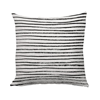 Black Brush Lines on White Accent Pillows Throw Pillow Covers Case 18 x 18