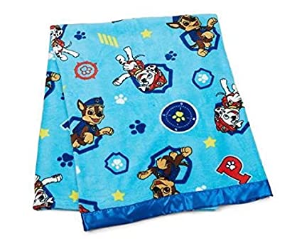 Paw Patrol 40" X 50" Coral Plush Toddler Blanklet with Satin Trim, Bule/Multicolor