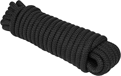 Extreme Max 3008.0334 Black 5/8" x 100' 16-Strand Diamond Braid Utility Rope