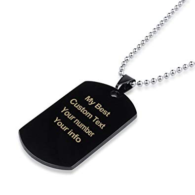ranipobo Free Engraving - Personalized Custom Necklace Stainless Steel Dog Tag ID Pendant 18-24" Adjustable Chain Men Women