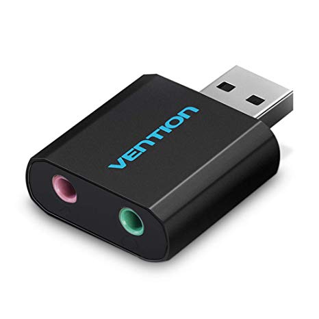 Vention USB Audio Adapter External USB Stereo Sound Card with 3.5mm Headphone and Microphone for PS4,Raspberry Pi,Computer,Notebook,Ultrabook,Tablet, MacBook (Black)