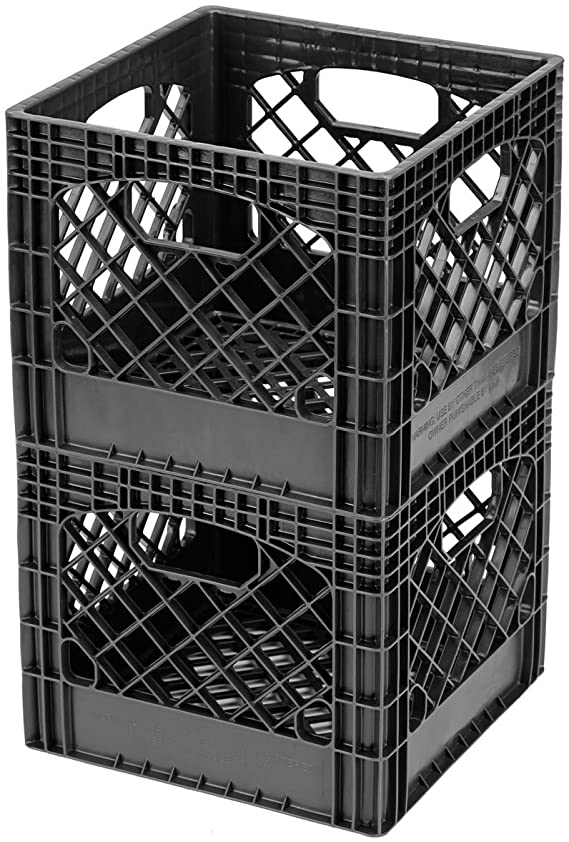Buddeez MC01016BLK Milk Crates, 16-Quart, Black, 2-Pack