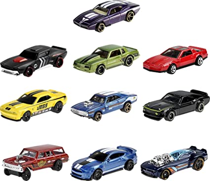 Hot Wheels Muscle Mania 10 Pack Mini Collection, 10 1:64 Scale Muscle Cars Each with Authentic Sculpt, Iconic Casting and Custom Stripe for Collectors and Kids [Amazon Exclusive]