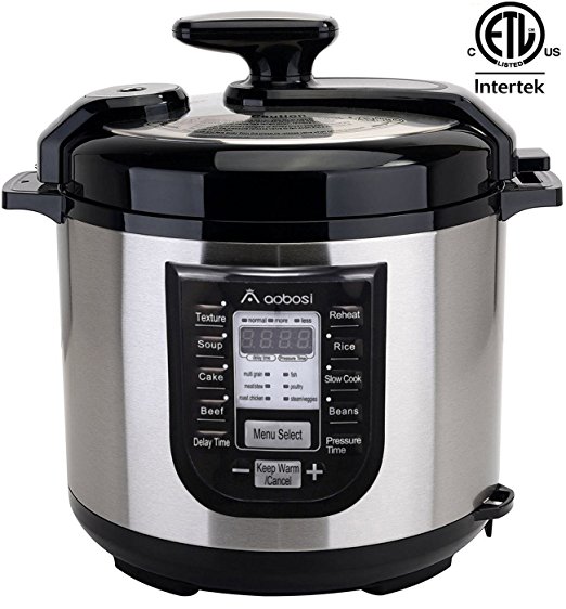 Aobosi Multi-Functional 6 Quart / 1000W Electric Pressure Cooker with 16 Micro-Processor Controlled Programs Stainless Steel Cooking Stock Pot
