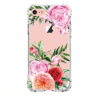 iPhone 6 6S Case, LUOLNH China Rose Series TPU Bumper Soft Protective Slim Flexible Silicone Glossy Skin Cover Case for iPhone [4.7 inch] - China Rose